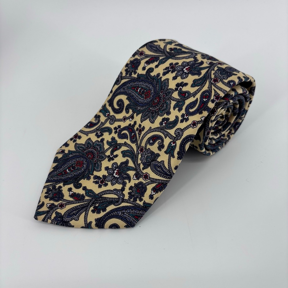 Liberty of London Vintage Paisley Silk Narrow Necktie Italian Luxury Dress Tie